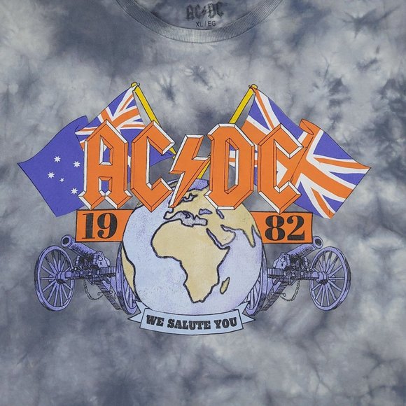 Perryscope ACDC We Salute You Graphic T Shirt Mens Sz L Tie Dye Gray Top - Picture 5 of 10